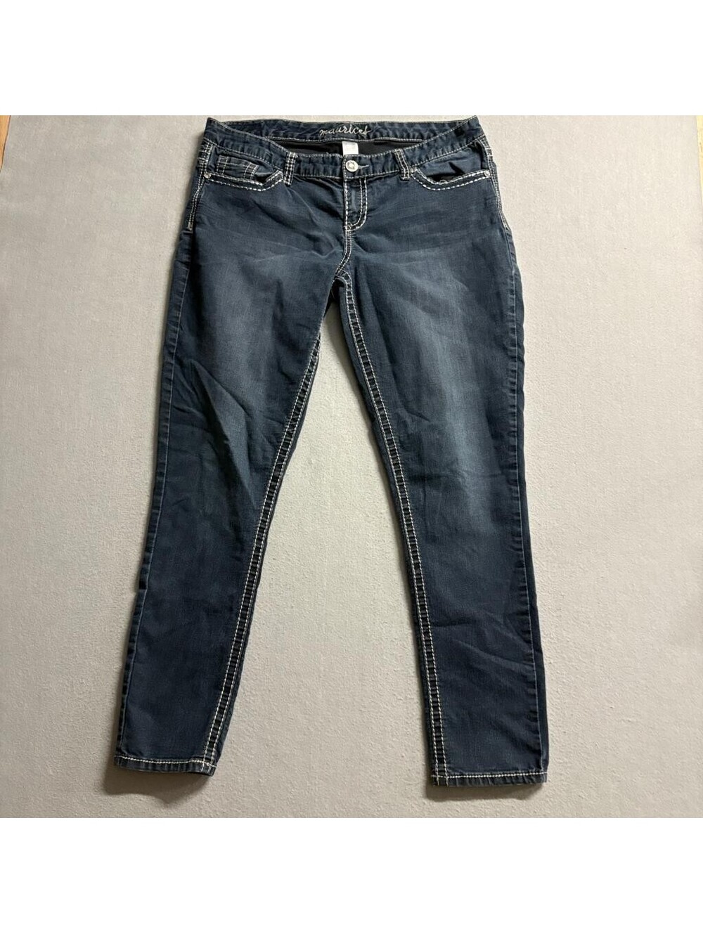 Maurices Skinny Jeans Womens XL Dark Wash Thick Stitch Stretch Denim Blue